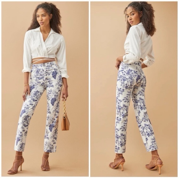 Reformation Cynthia Toile High Rise Straight Jeans Size 27 - Picture 2 of 8